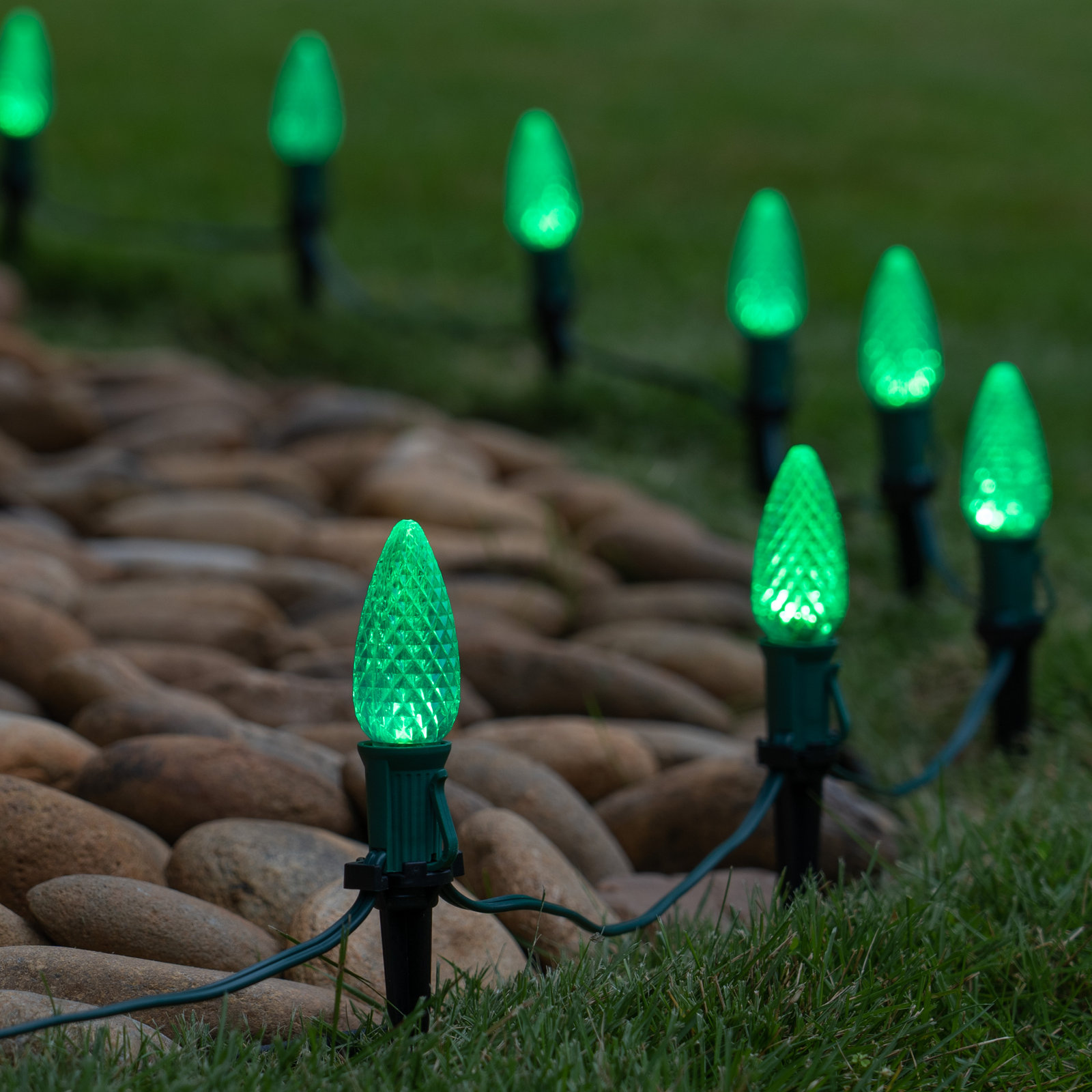 C9 OptiCore LED Pathway Lights, 25 feet, Green