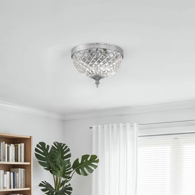 Weese Glass Flush Mount, Polished Chrome