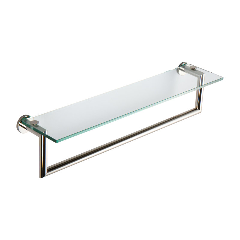Kubic Shelf with Towel Bar, 24", Polished Nickel
