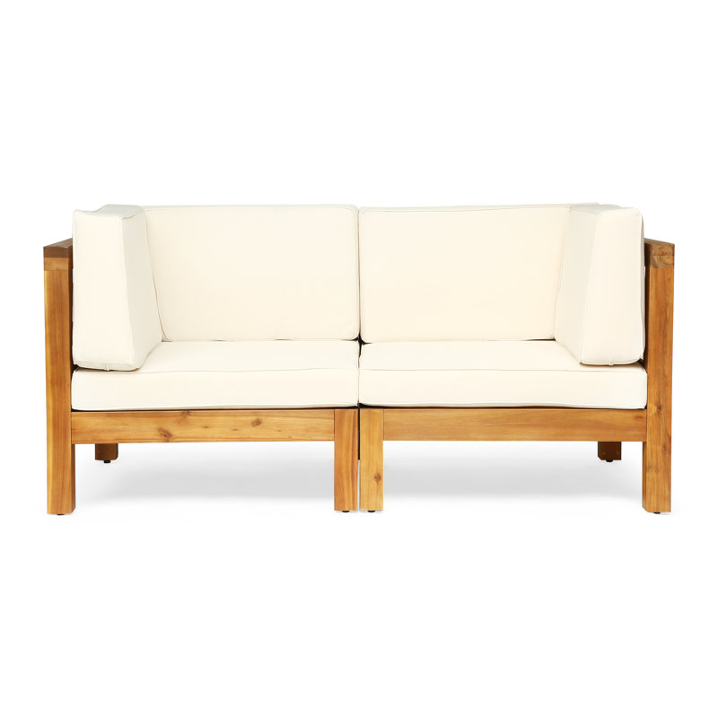 Causeuse large avec coussins 60,5 po Dillinger, Structure teck / coussin beige