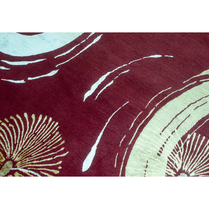 Tapis rose et beige noué à la main de haute qualité