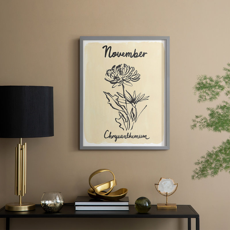Reproduction encadrée du mois de la naissance - bois massif, H 15 po x l 12 po, Gris