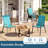 Patio Dining Set For 6, Outdoor Table And Chairs With 1.69'' Umbrella Hole, All Weather Patio Furniture Set, 30"X 55" Table And Stackable Pvc-Coated Polyester Chair, For Lawn, Deck (Umbrella Not Included)(Brown Table & Sky Blue Chairs )-1886006091-1886006100