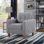 Fauteuil rembourré capitonné avec accoudoirs à boutons carrés et garniture carrée en tissu de polyester-2026668159