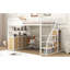 Lit mezzanine en métal blanc avec rangement: escalier, garde-robe, tablettes, casiers. Gain de place pour les espaces de plancher limités. Fabrication robuste. Options de format facile à assembler: blanc. Toutes les pièces.-1238078672