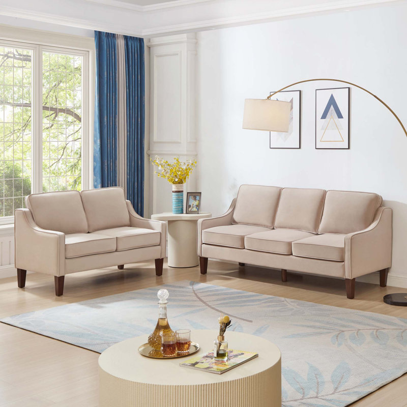Canapé Vallen, Velours taupe,  H 34,25 po x l 74 po x P 29 po, 3
