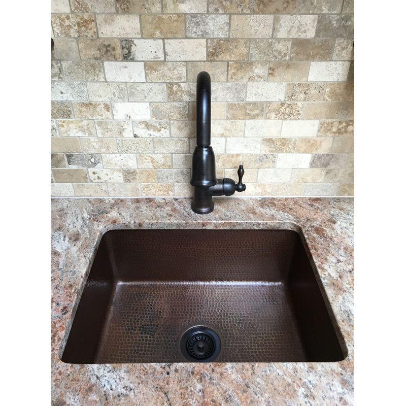 25" Hammered Copper Drop-In Single Basin Kitchen Sink