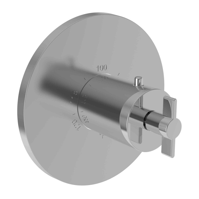 Tolmin 3/4" Round Thermostatic Trim Plate With Handle, Polished Chrome