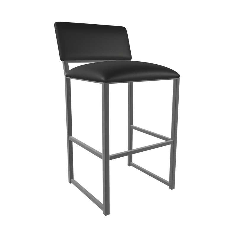 Tabouret Madrid avec revêtement en poudre peint à la main, Tabouret de comptoir (siège d'une hauteur de 26 p, Noir réglisse
