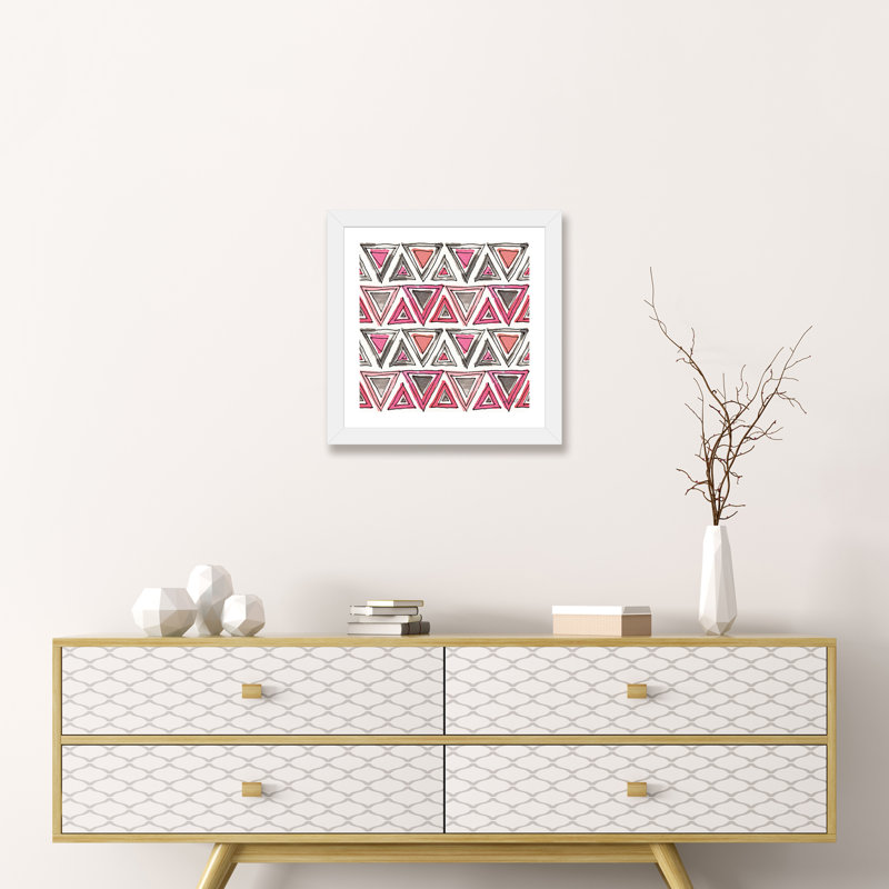 Art sur motif d’accents chic, H 16 po x l 16 po x P 1 po, Papier avec cadre blanc