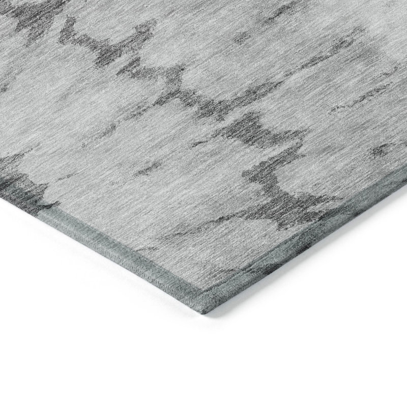 Tapis extérieur lavable abstrait gris argenté et gris anthracite 3 pi x 5 pi
