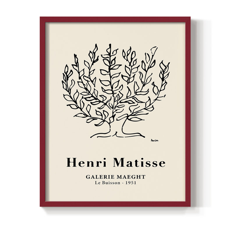 Matisse CXLV III, reproduction encadrée - bois massif, Rouge, H 10 po x l 8 po