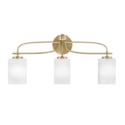 Madilynn 3 Light Bath Bar Shown With 4" Square White Muslin Glass