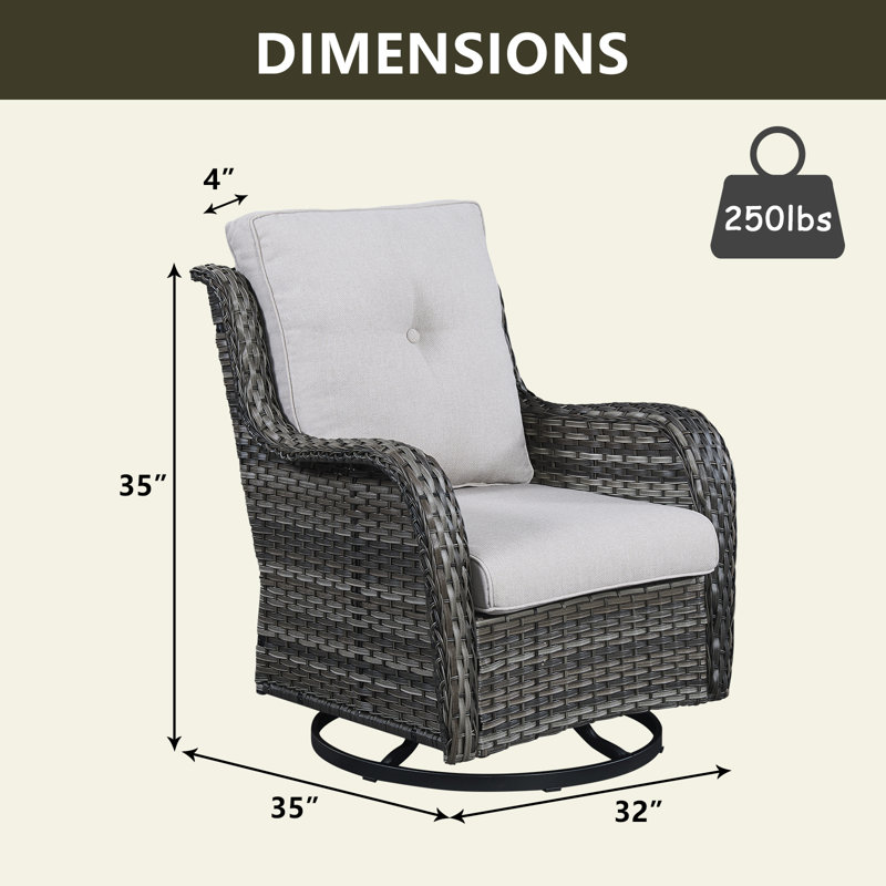 Chaise de patio avec coussins Tonry, gris, Brun