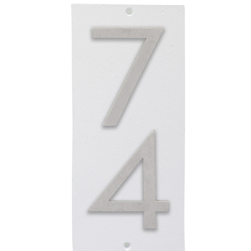 Plaque d'adresse murale flottante sur 1 ligne, Blanc, Aluminium brossé, Oui