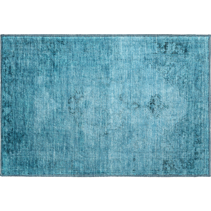 Premium Machine Washable Kiyondrea Blue Rug, Rectangle 1'8" x 2'6"
