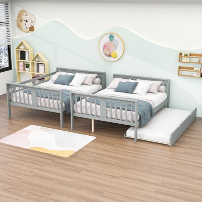 Full-Over-Full Wood Bunk Bed With Trundle And Ladder by Harriet Bee