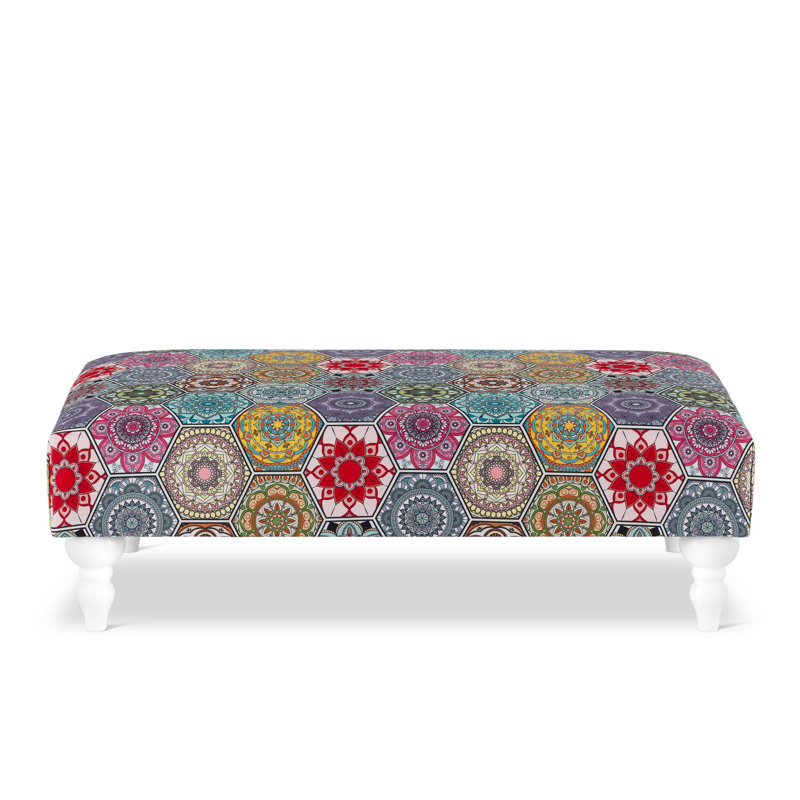 Langsey 100cm Wide Velvet Rectangle Floral Cocktail Ottoman