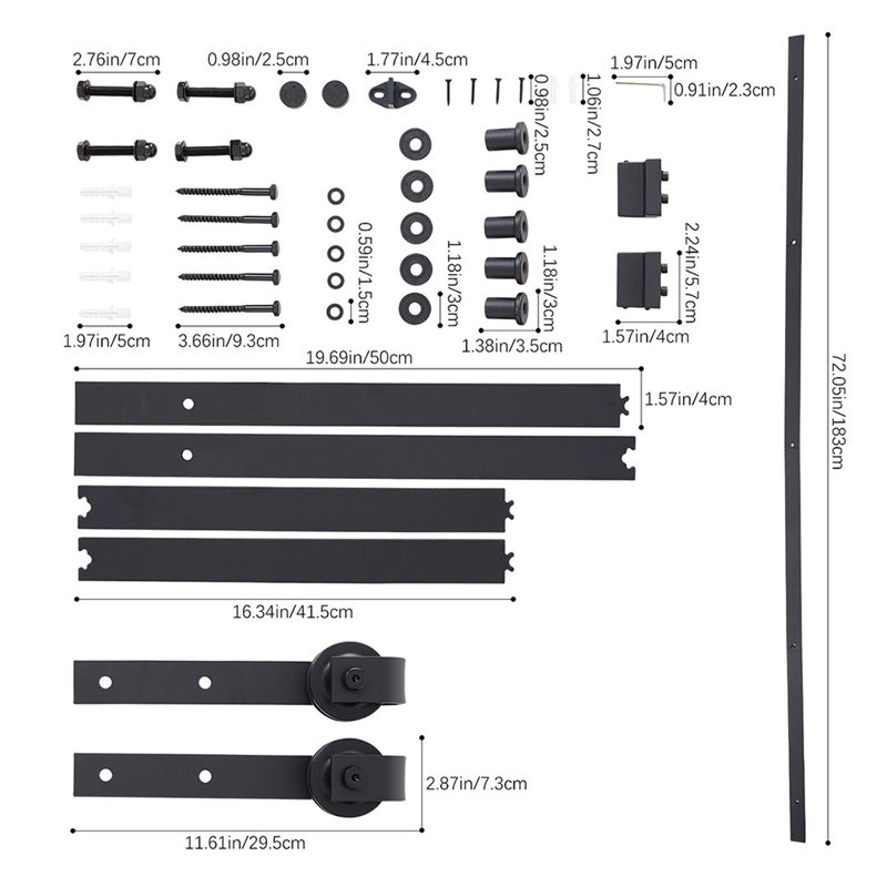 Sliding Barn Door Hardware Kit, 183cm, 29.50m