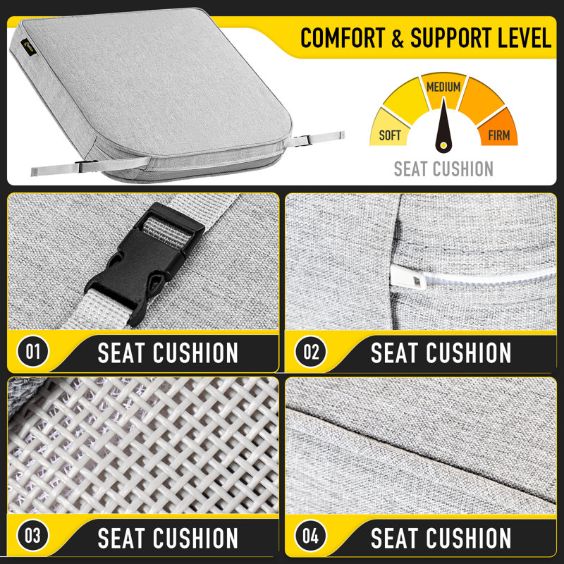 SUNROX All-Weather Outdoor Chair Cushion, Heather Gray, 17" H x 16" W
