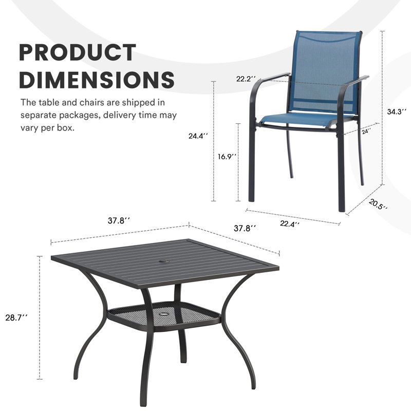 Towles 4 - Person Patio Dining Set with Square Table, Blue/Black