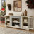 58" Modern TV Stand With 2-Door Storage, Faux Stone Media Console Cabinet, White Large Entertainment Center For Living Room-1247123033