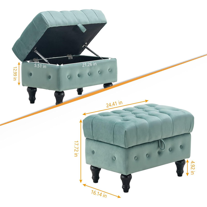 Eman Upholstered Ottoman, Teal