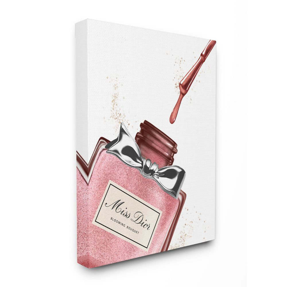 " Makeup Nail Polish Brush Pink Silver Drip Fashion Design " Stupell Industries