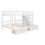 Lit superposé double au-dessus de simple et simple, lit superposé triple en bois avec tiroirs et garde-corps (blanc)-2105316963