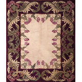 Antique Cream Color Field European Floral Pattern American Hooked Rug