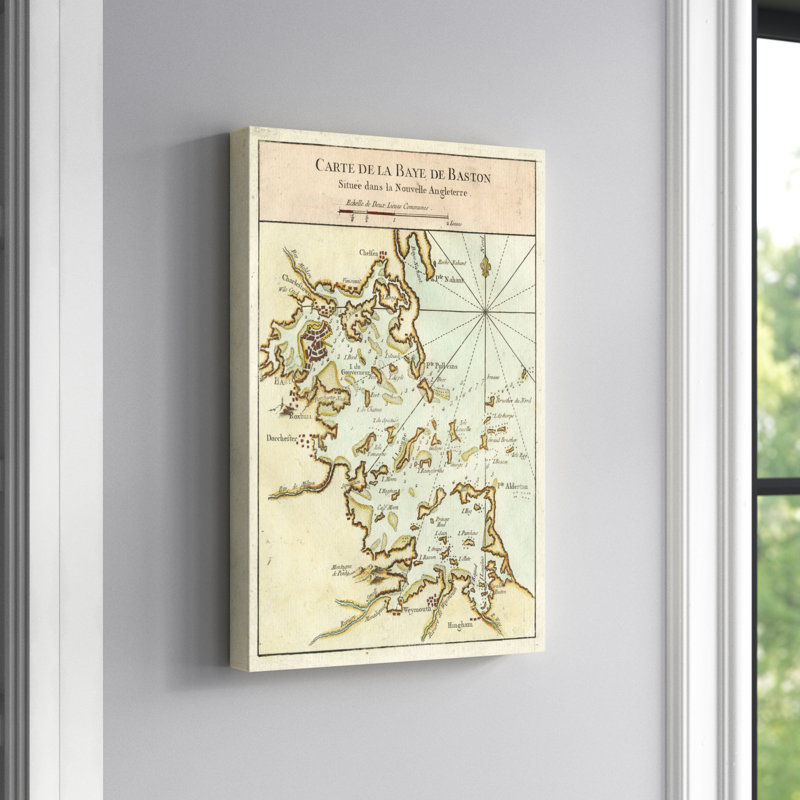 Petite Map of the Port of Boston - Graphic Art Print, 46cm H x 30cm W, Wrapped Canvas