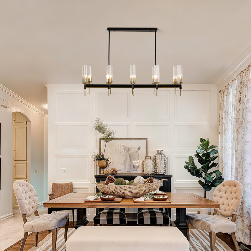 10-Light Dimmable Linear Kitchen/Island Chandelier