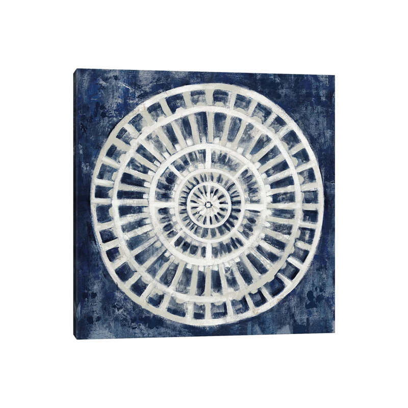 Blue Textured Medallion by Silvia Vassileva - Gallery-Wrapped Canvas Giclée on Canvas, 30.48 cm H x 30.48 cm W, Canvas