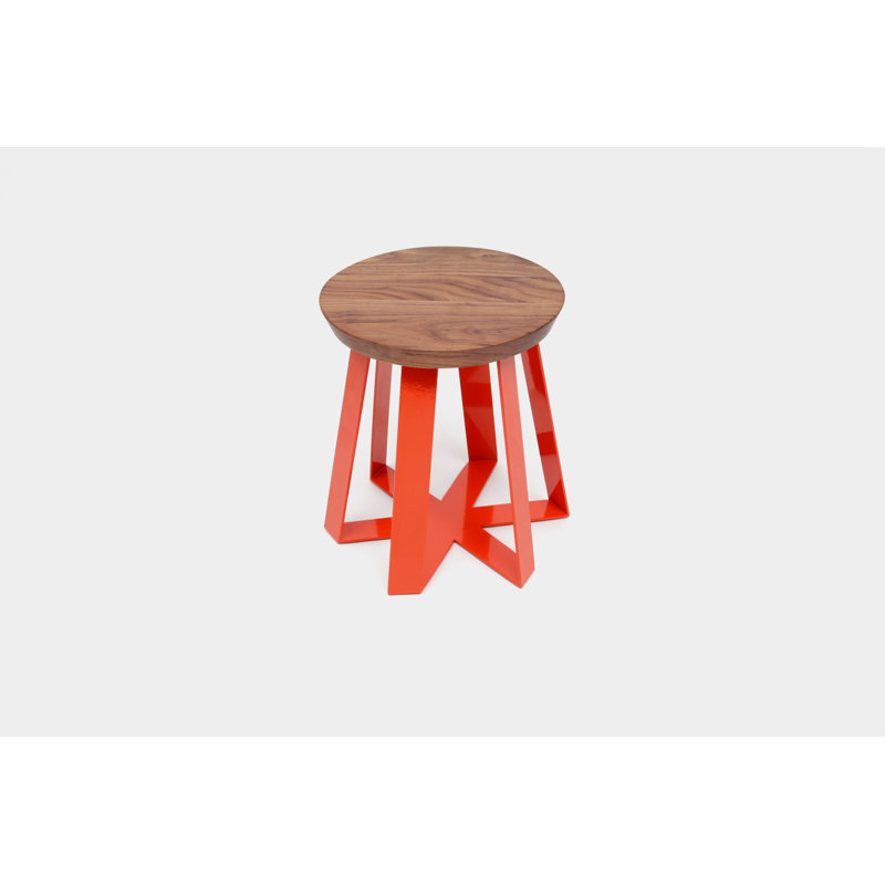 ARS Accent Stool, Orange, Walnut