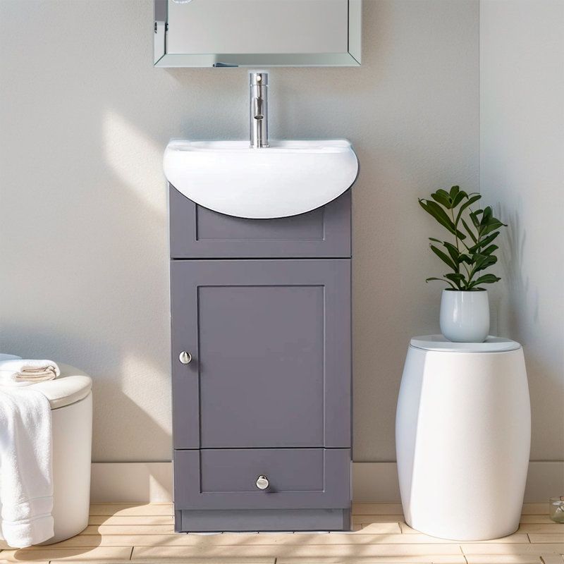 Mini meuble-lavabo simple 18 po avec plateau en céramique
