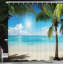 Ensemble de rideau de douche tropical beach et crochets-44247591