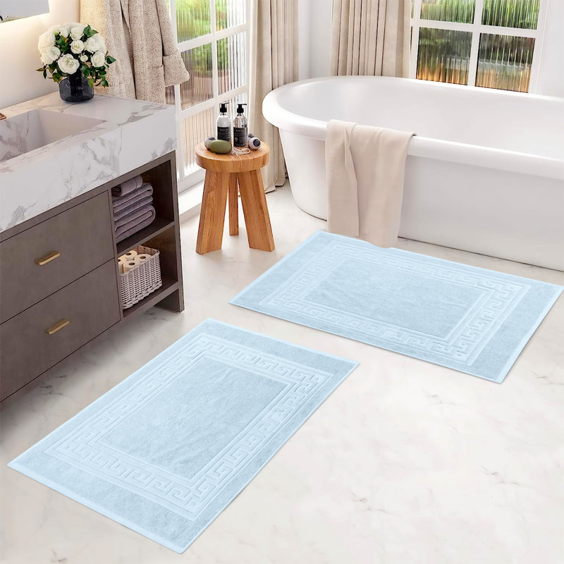 Tapis de bain 2 pièces Subra, Bleu clair
