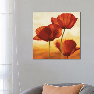 Poppies in Sunlight I 1 Piece Wrapped Canvas Wall Art