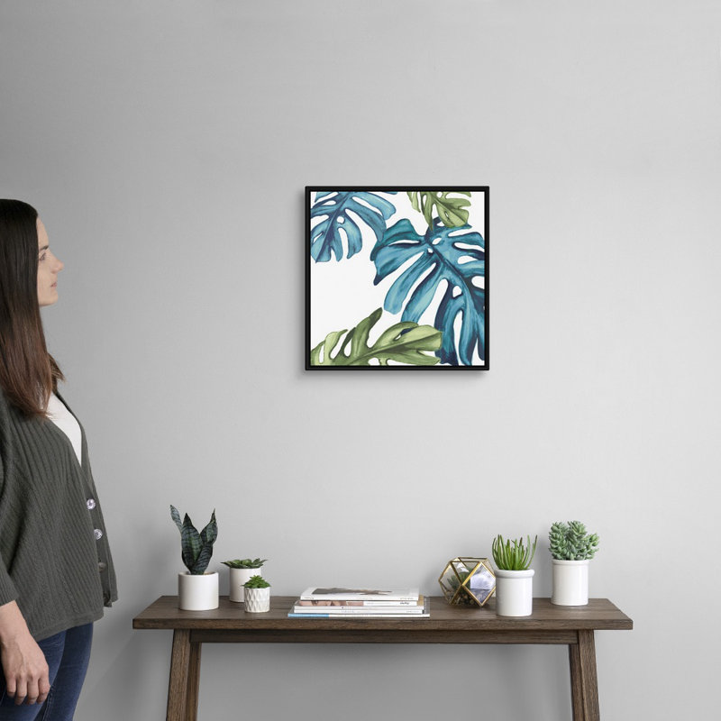 «Palm Leaves I» par Eva Watts - reproduction d'art sur toile, H 18 po x l 18 po x P 1,75 po, Cadre noir