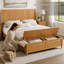 Lit plateforme de style traîneau avec banc de rangement au pied du lit, King, Naturel-720733865-720733868
