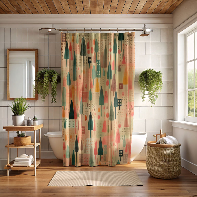 Rideau de douche abstrait Ingleton, H 74 po x l 71 po