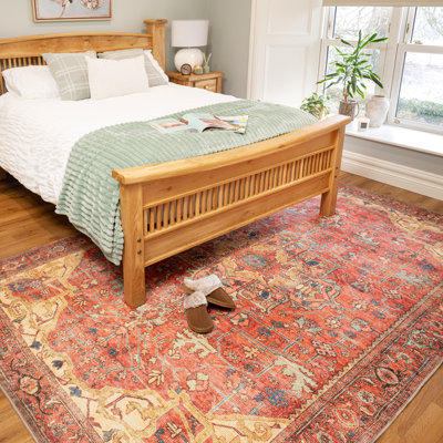 Vintage Look Cotton Flatweave Washable Area Rug