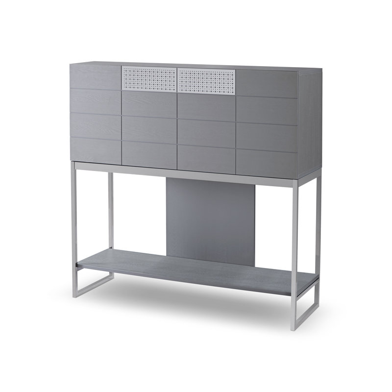 Hamayel Metal Base Secretary Desk, Dark Chrome, Grey