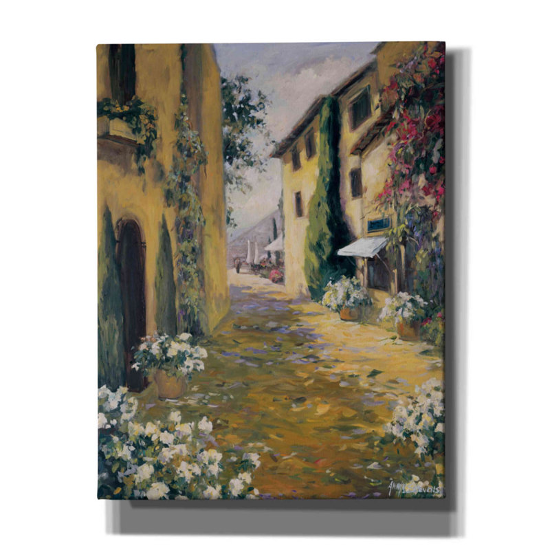 «Sunlit Villa I» par Allayn Stevens, art mural sur toile, H 34 po x l 26 po x P 1,5 po