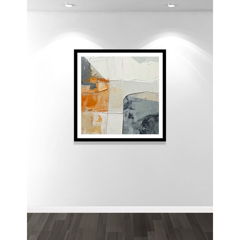 «Plastered II» par Alonza Saunders, L 42,5 po x H 42,5 po, Matted Print, Noir satiné