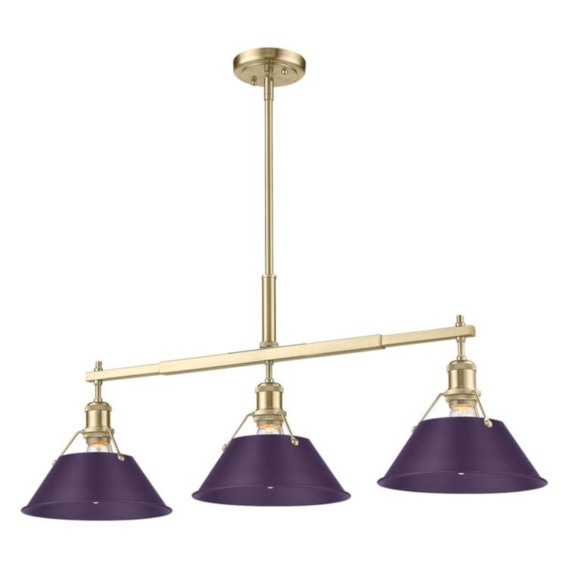 Suspension Bisto 3 pour îlot de cuisine, Exotic Purple, Brushed Champagne Brass