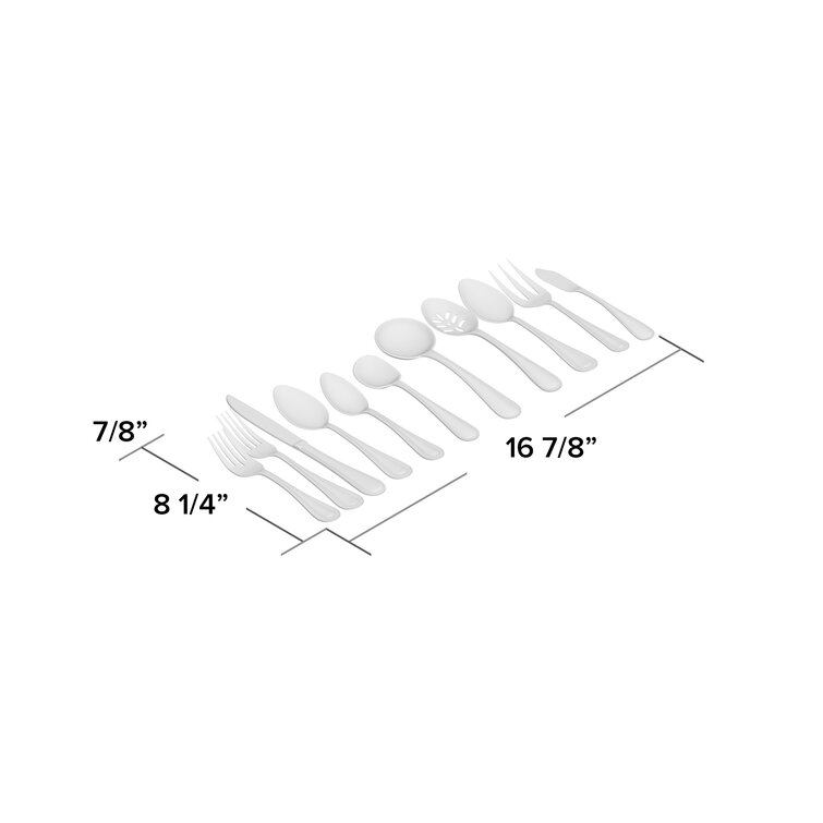 RiverRidge Home Beaded 46 Piece Monogrammed Flatware Set, Letter A