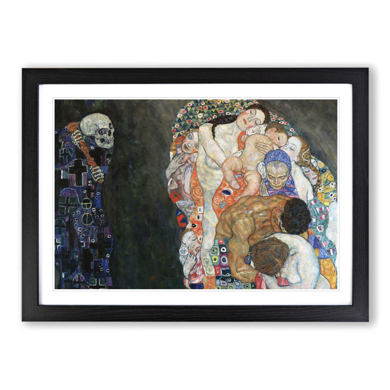 Death and Life by Gustav Klimt - Picture Frame Graphic Art on MDF, Black Framed, 27cm H x 36cm W x 2cm D
