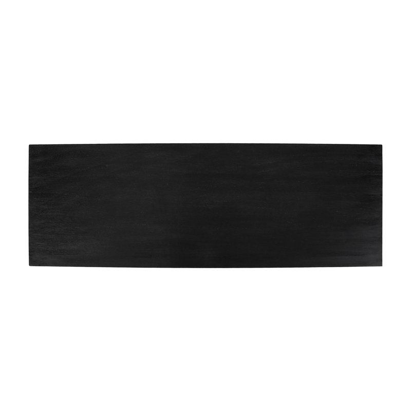 Black Mango Wood Round Side Table with Reverse Arch Base