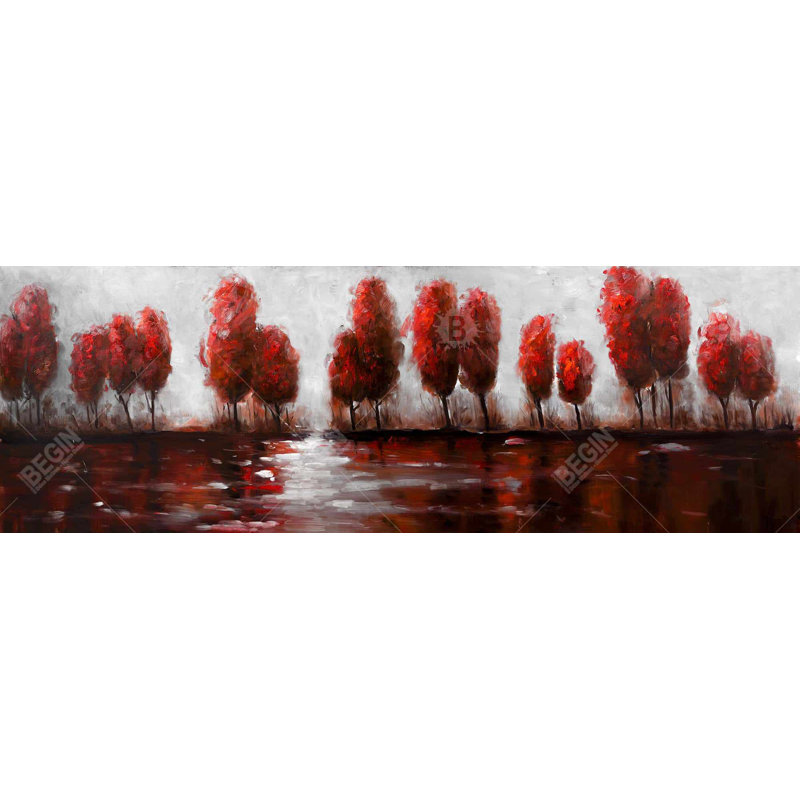 Arbres rouges |  Paysage de toile rouge pour la décoration intérieure